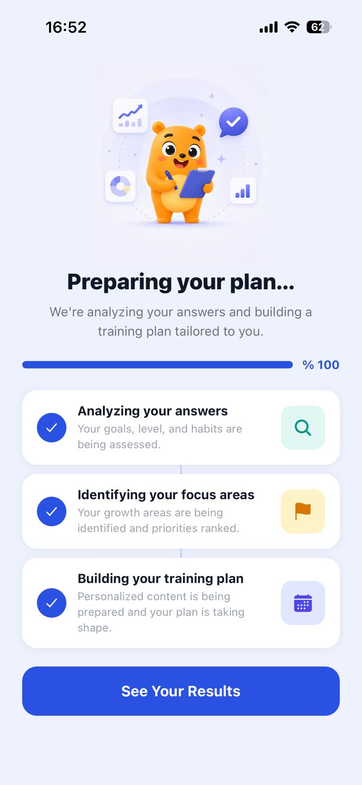Preparing your plan screen