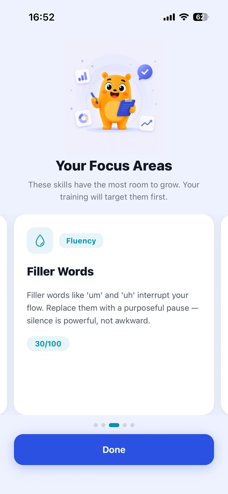 Your focus areas screen